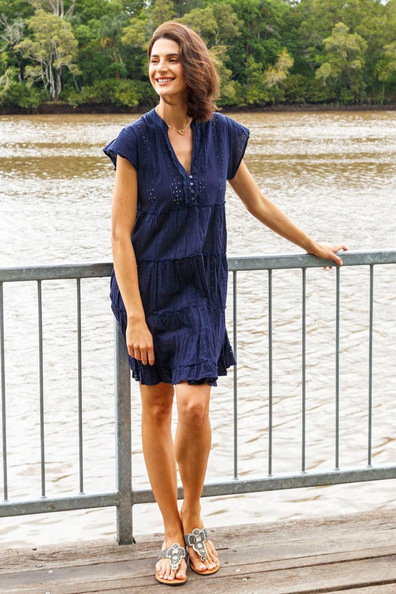 Amore Tiered Dress Navy